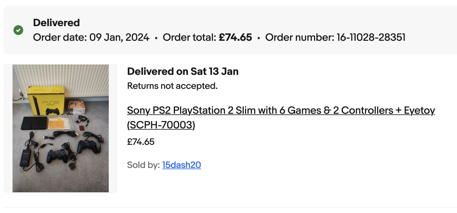PS2 eBay Listing